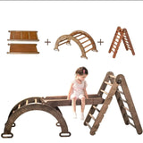 3in1 Montessori Climbing Set: Triangle + Arch/Rocker + Slide Board – Chocolate