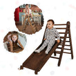 2in1 Montessori Climbing Frame Set: Triangle Ladder + Slide Board/Ramp – Chocolate