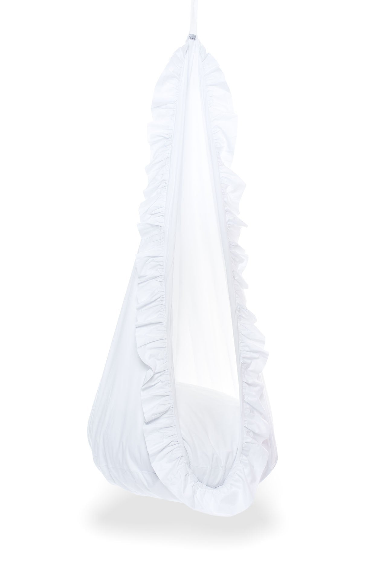 Hanging Cocoon Swing in White Frill - Play. Learn. Thrive. ™