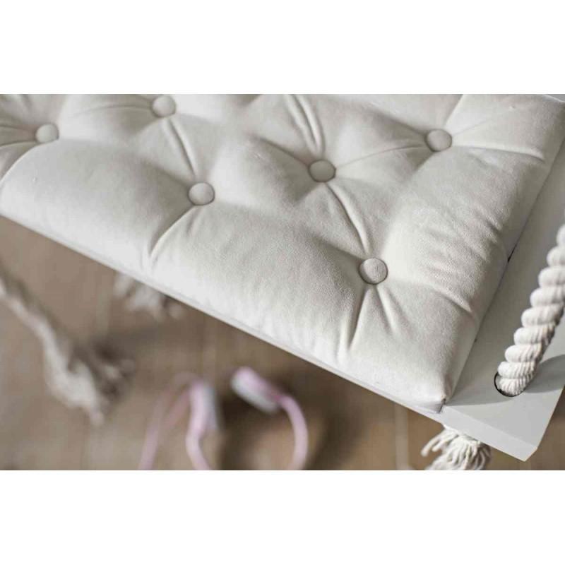 Vintage Wooden Swing in Cream Velvet - Play. Learn. Thrive. ™