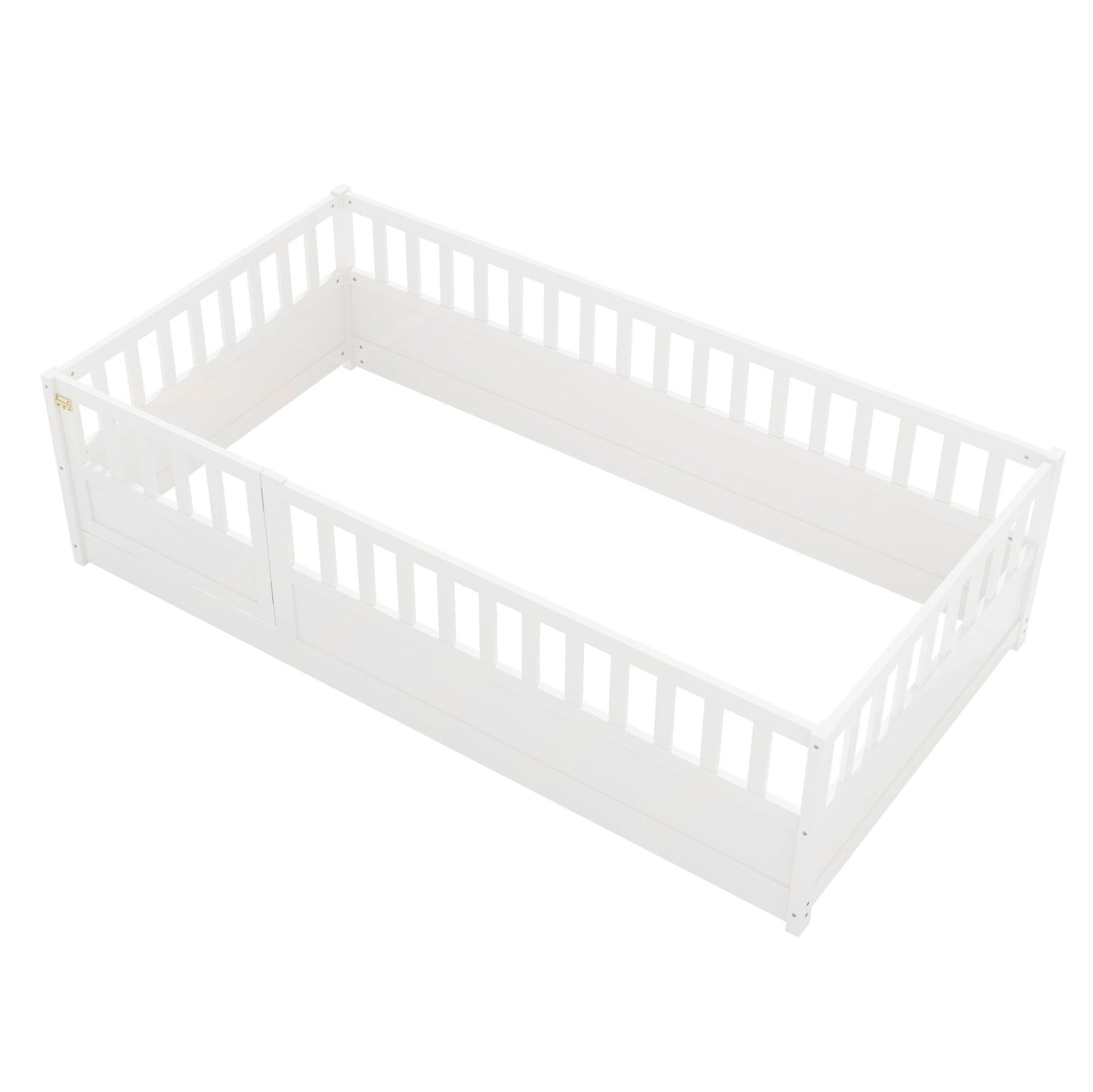 Twin Size Montessori Wooden Children's Floor Bed in White - Play. Learn. Thrive. ™