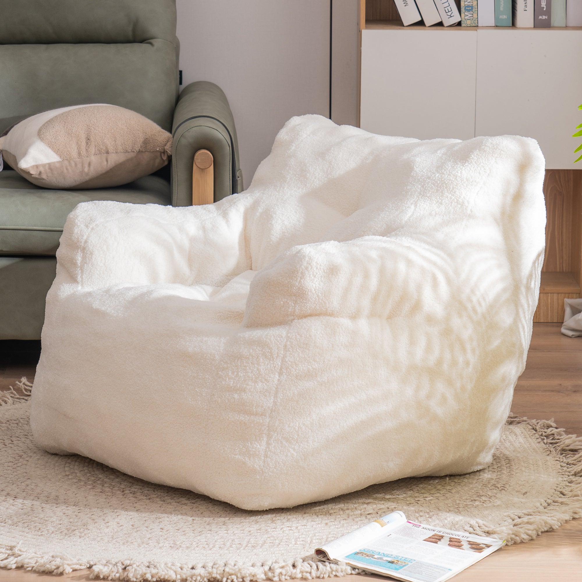 Soft Tufted Teddy Foam Bean Bag Chair - Play. Learn. Thrive. ™