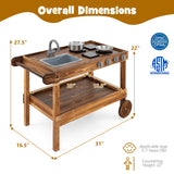 Outdoor Movable Mud Kitchen with 2 Rolling Wheels and 1 Push Handle