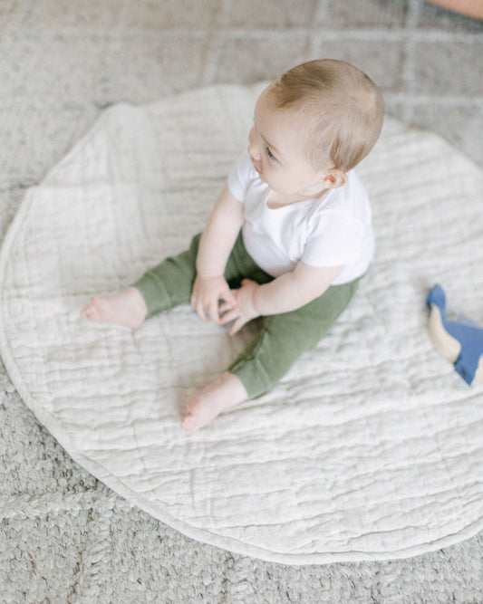 Stone Washed Linen Quilted Play Mat - Play. Learn. Thrive. ™